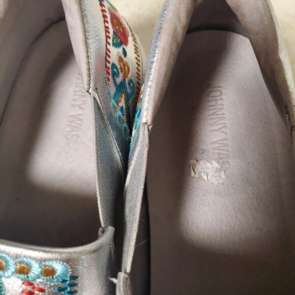 Johnny Was Butterfly Embroidered Silver Metallic Sneaker Boat Loafer 'Vinny' - Picture 11 of 12